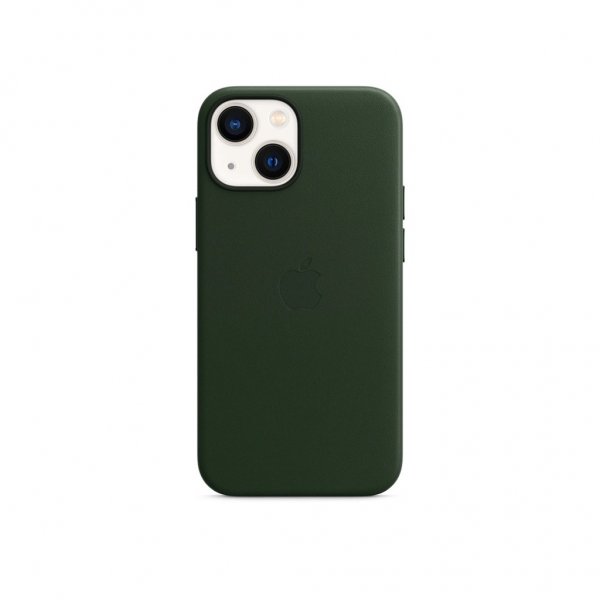 Apple Original iPhone 13 Mini Skal Leather Case MagSafe Sequoiagrön