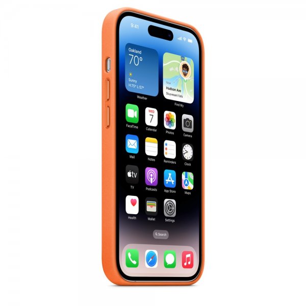 Apple Original iPhone 14 Pro Max Skal Leather Case MagSafe Orange