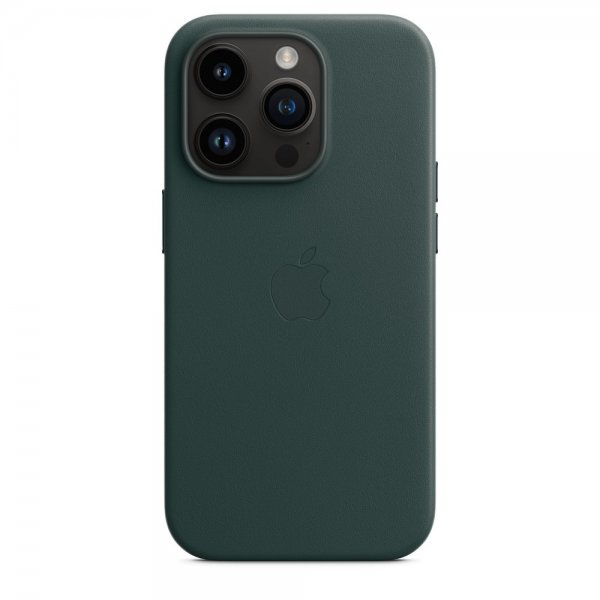 Apple Original iPhone 14 Pro Skal Leather Case MagSafe Skogsgrön