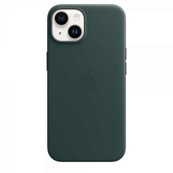 Apple Original iPhone 14 Skal Leather Case MagSafe Skogsgrön