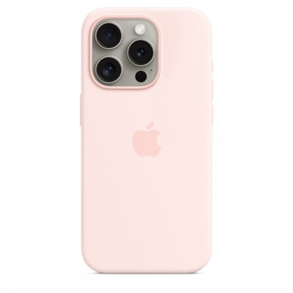 Apple Original iPhone 15 Pro Skal Silikon MagSafe Ljusrosa