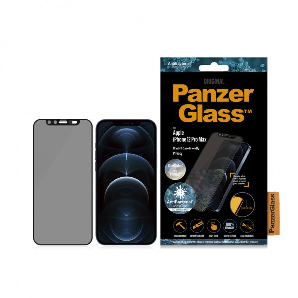 PanzerGlass iPhone 12 Pro Max Skärmskydd Edge-to-Edge Camslider Privacy