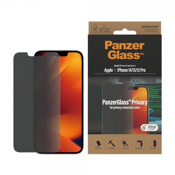 PanzerGlass iPhone 13/iPhone 13 Pro/iPhone 14 Skärmskydd Classic Fit Privacy