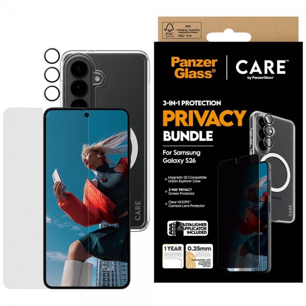 PanzerGlass Samsung Galaxy S26 3-in-1 Protection Privacy Bundle