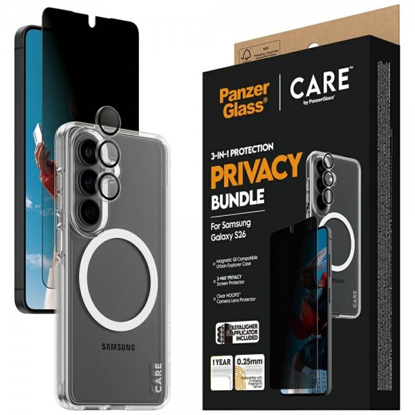 PanzerGlass Samsung Galaxy S26 3-in-1 Protection Privacy Bundle