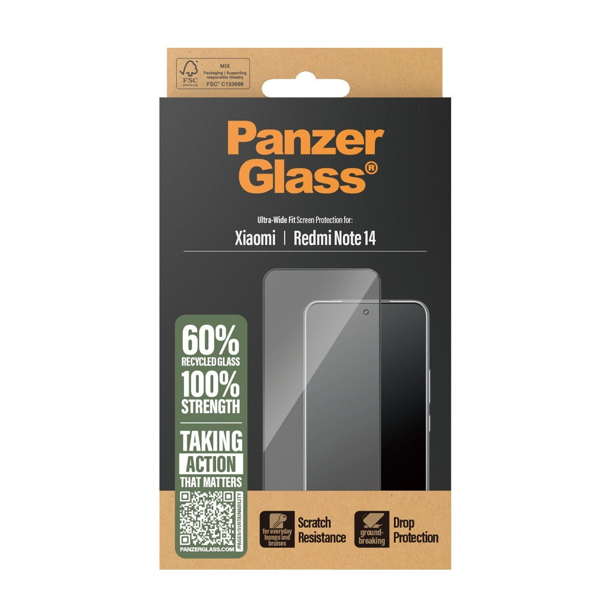 PanzerGlass Xiaomi Redmi Note 14 Skärmskydd Ultra-Wide Fit