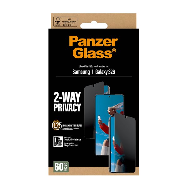 PanzerGlass Samsung Galaxy S26 Skärmskydd Ultra-Wide Fit Privacy EasyAligner
