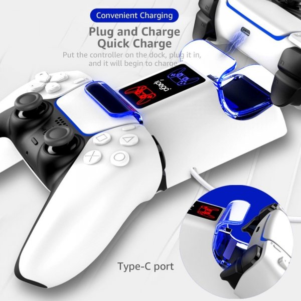 Ipega PlayStation 5 Kontroller Dubbel Laddningsstation