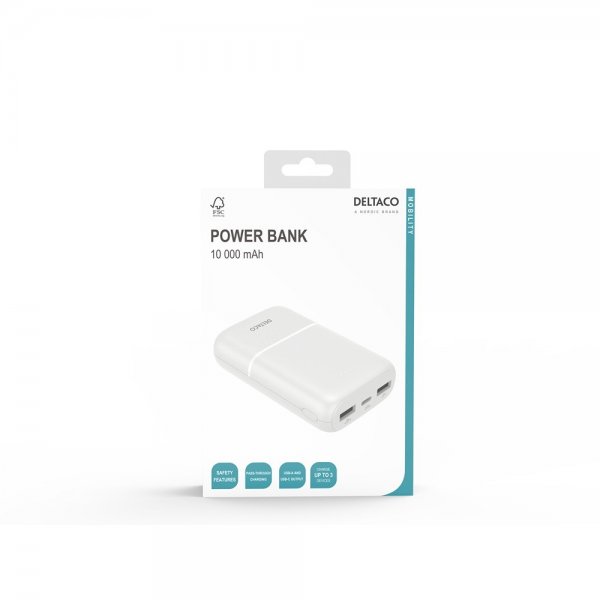 Deltaco Powerbank 10 000 mAh Vit