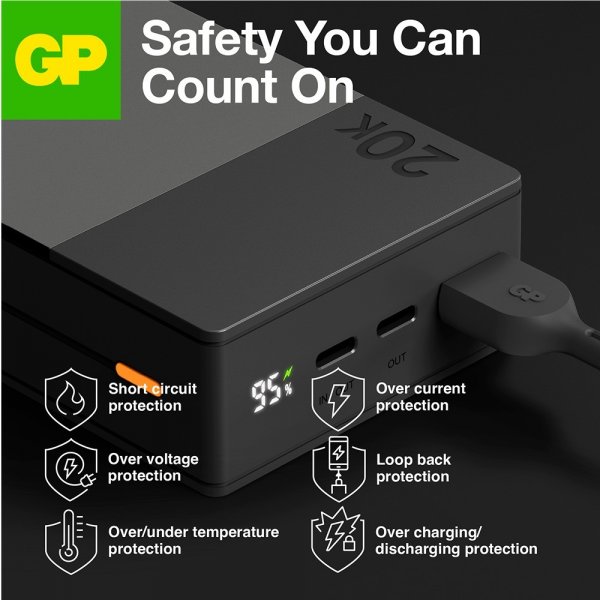 GP Powerbank M2+ 10 000 mAh Grå