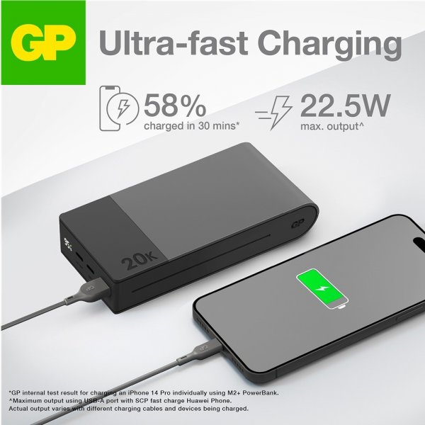 GP Powerbank M2+ 10 000 mAh Grå
