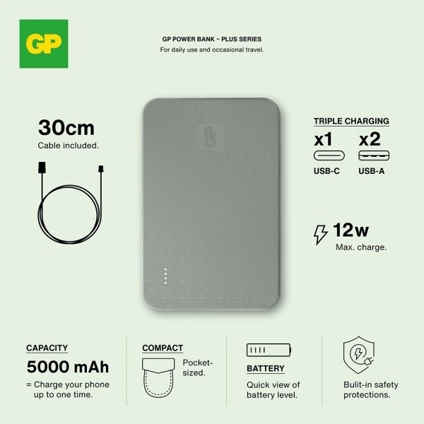 GP Powerbank Plus 5000 mAh Grön