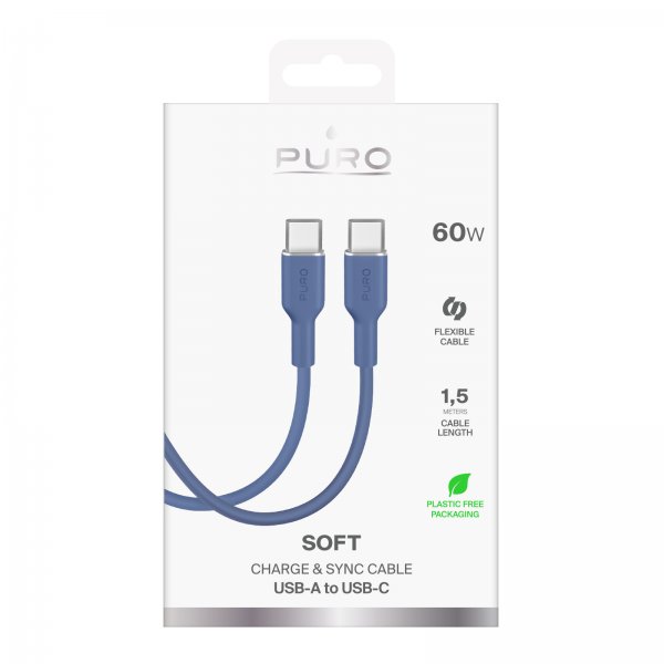 Puro Kabel TPE 25W USB-C till USB-C 1.5m Ice Blue