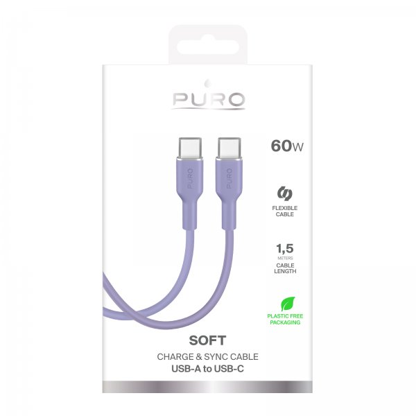 Puro Kabel TPE 25W USB-C till USB-C 1.5m Lavender