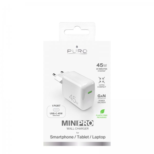 Puro Laddare MiniPro GaN 45W USB-C Vit
