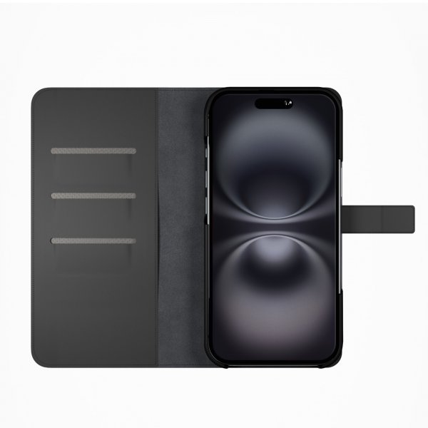 Puro iPhone 16 Plus Fodral Wallet Stand Svart
