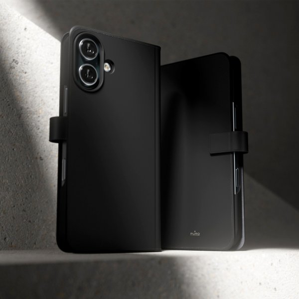 Puro iPhone 16 Plus Fodral Wallet Stand Svart
