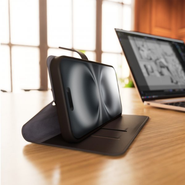 Puro iPhone 16 Pro Fodral Wallet Stand Svart