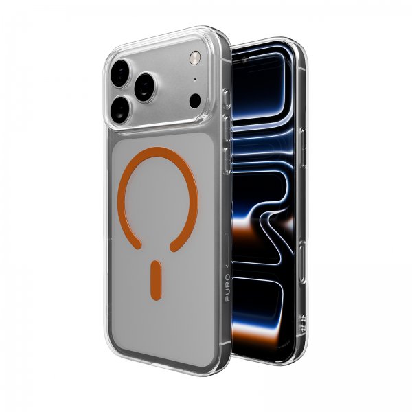 Puro iPhone 17 Pro Skal Lite Mag Transparent Orange