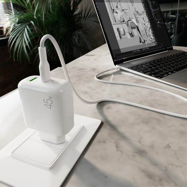 Puro Laddare med Kabel ProLite Kit USB-C 45W 1.2m Vit