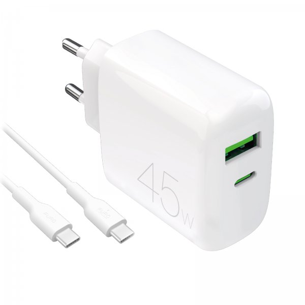 Puro Laddare med Kabel ProLite Kit USB-C 45W 1.2m Vit