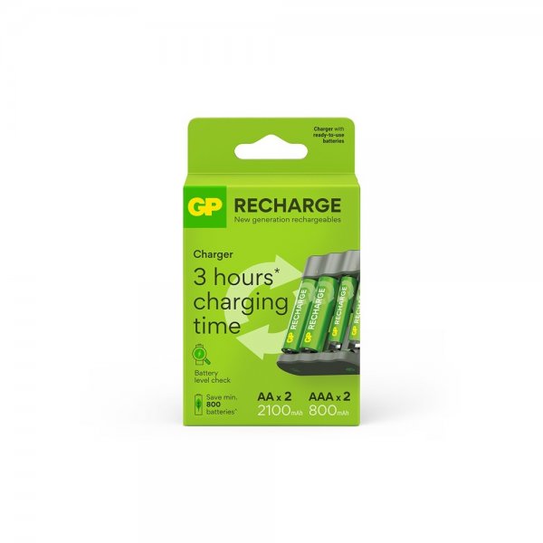 GP Recharge Batteriladdare med AA och AAA batterier