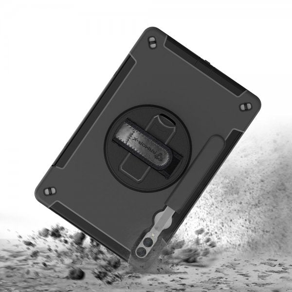 Armor-X Samsung Galaxy Tab S9 FE Plus Skal Rainproof Rugged Case Hand Strap Kickstand