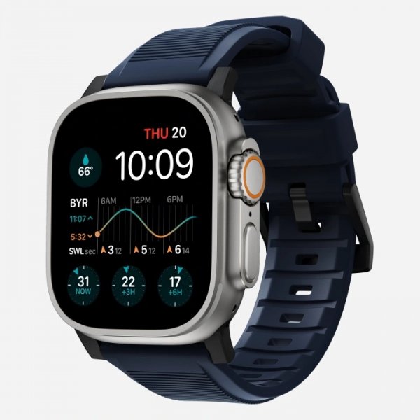Nomad Apple Watch 44/45/46mm/Apple Watch Ultra Armband Rugged Band Black Hardware Atlantic Blue