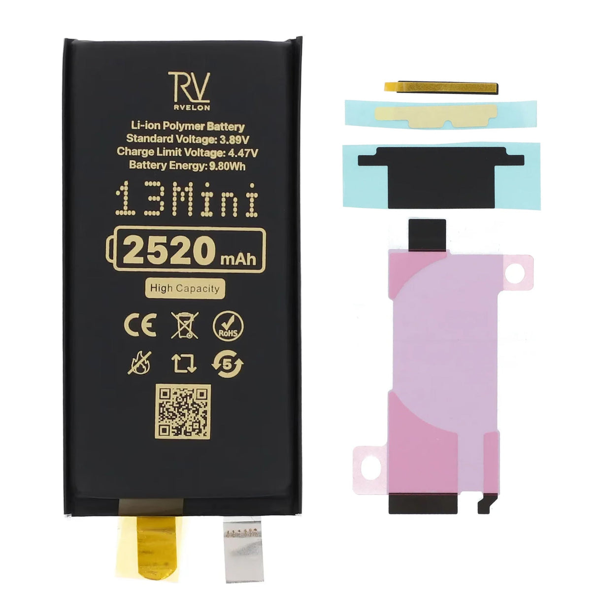 Rvelon Batteri till iPhone 13 mini 2520mAh utan Flexkabel