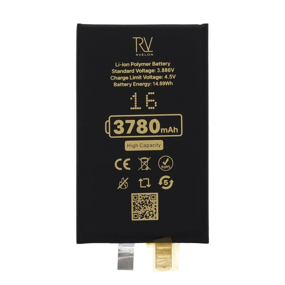 Rvelon Batteri till iPhone 16 3700mAh utan Flexkabel