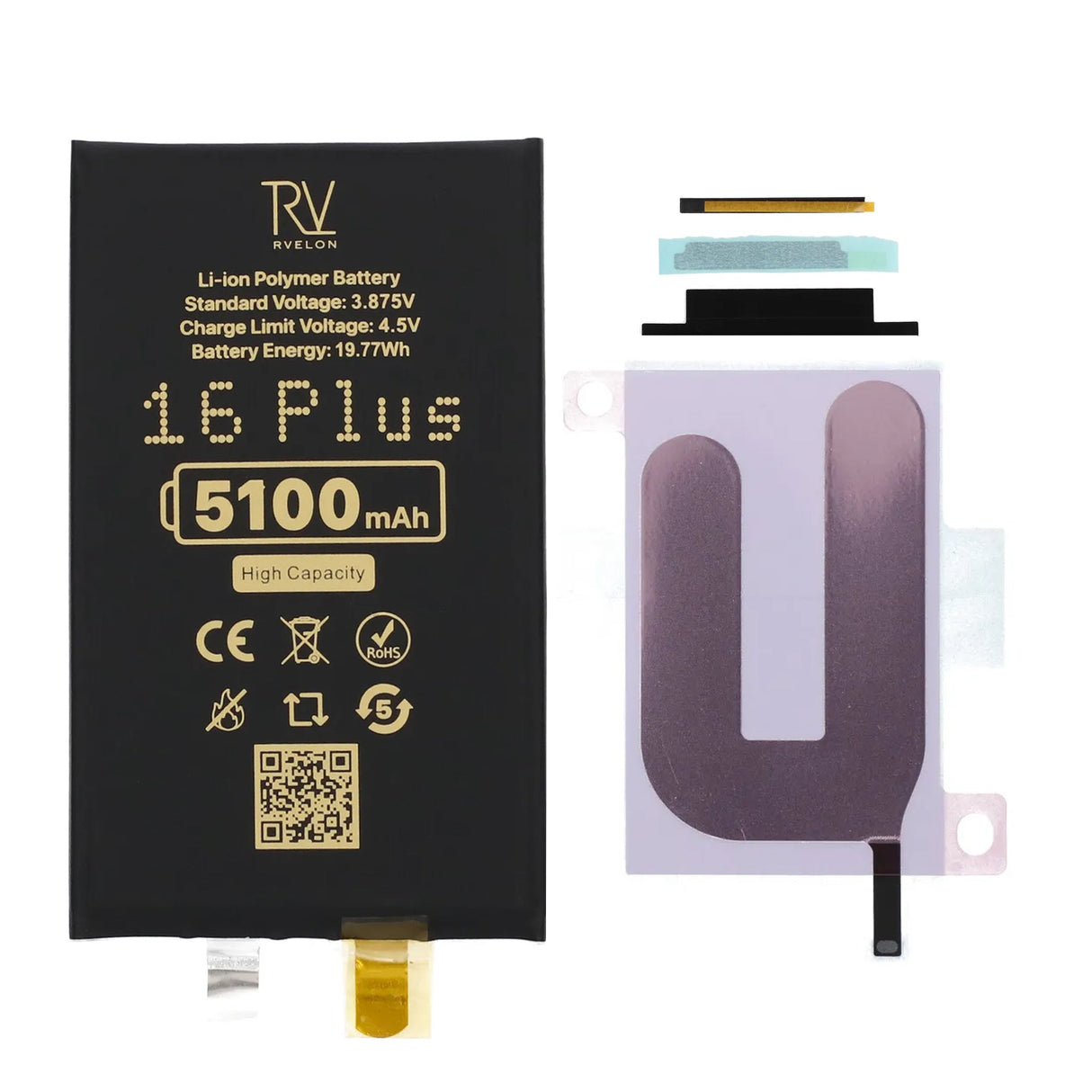 Rvelon Batteri till iPhone 16 Plus 5100mAh utan Flexkabel