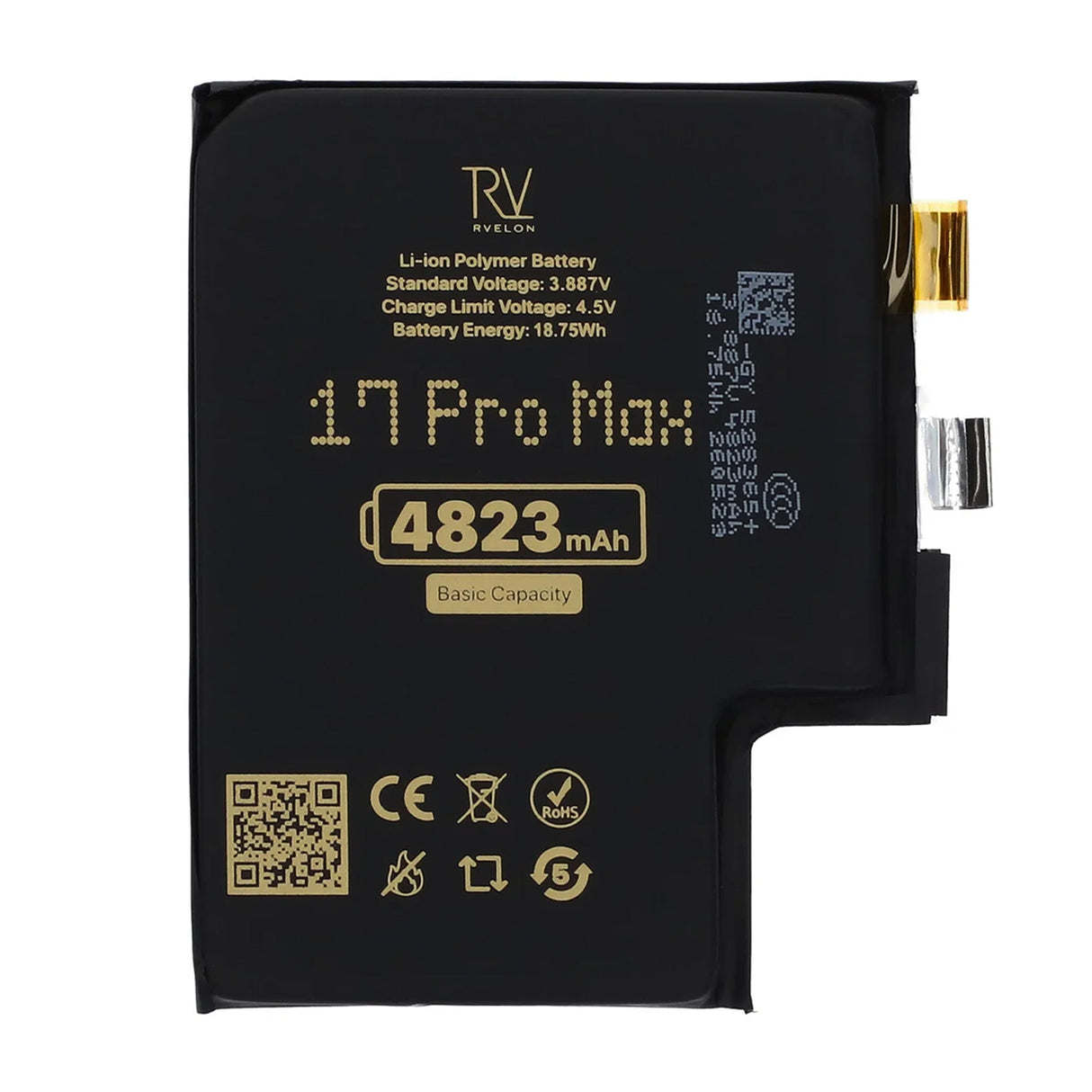 Rvelon Batteri till iPhone 17 Pro Max 4823mAh utan Flexkabel