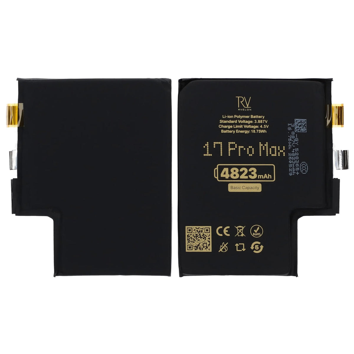 Rvelon Batteri till iPhone 17 Pro Max 4823mAh utan Flexkabel