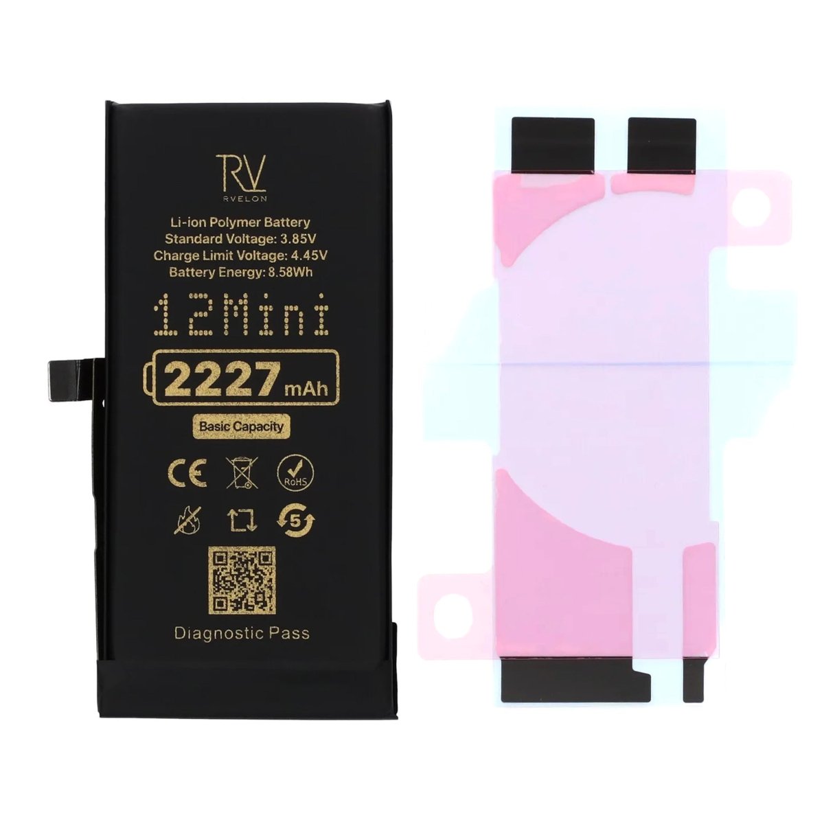 Rvelon Batteri för iPhone 12 Mini - 2227 mAh Originalkapacitet