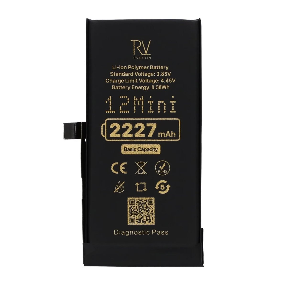 Rvelon Batteri för iPhone 12 Mini - 2227 mAh Originalkapacitet