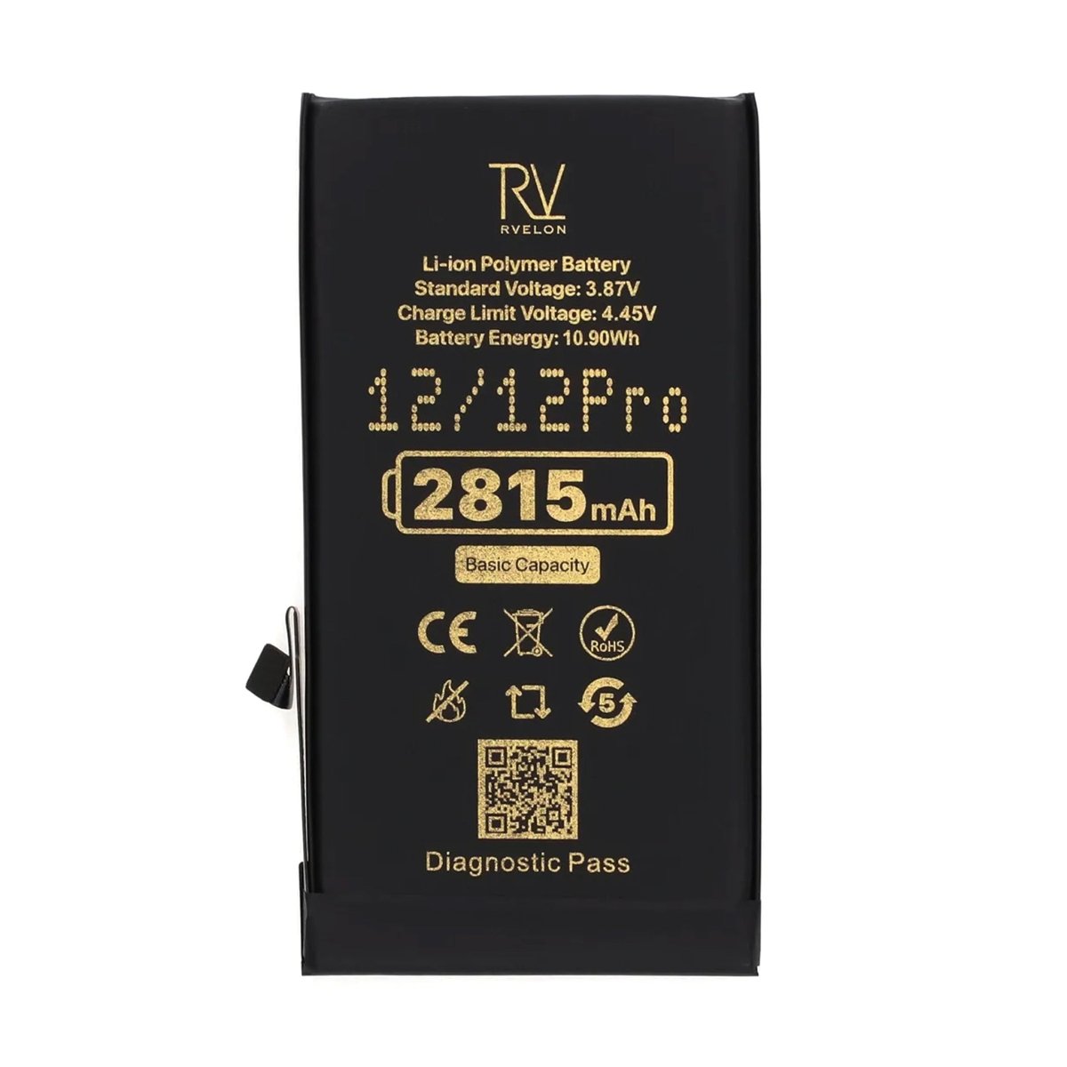 Rvelon Batteri för iPhone 12 och 12 Pro - 2815 mAh Originalkapacitet
