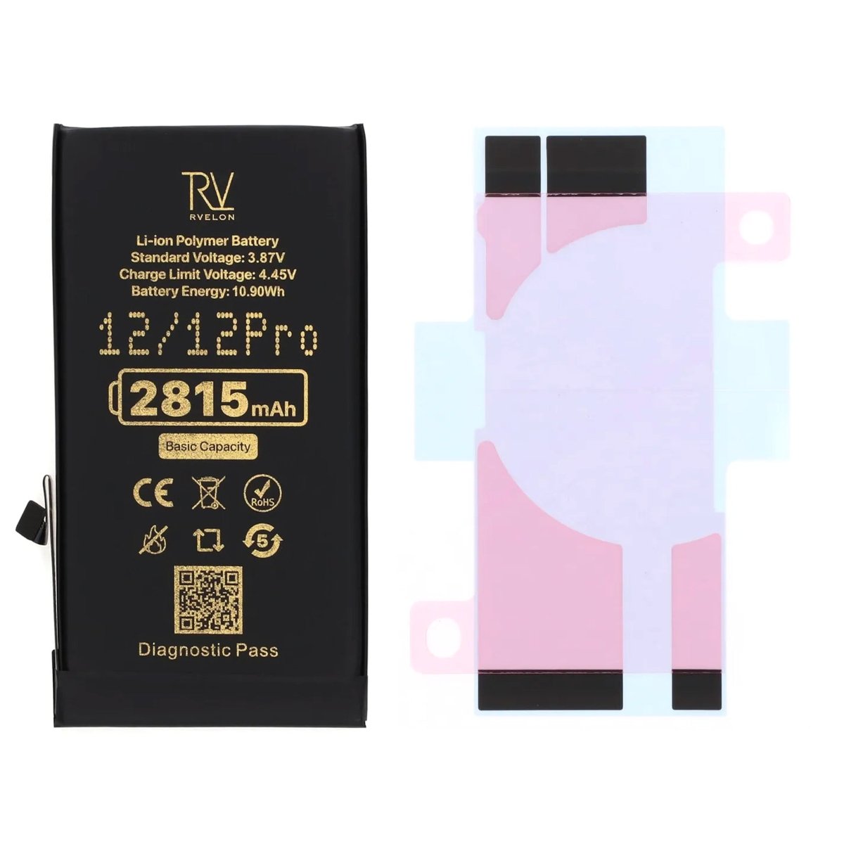 Rvelon Batteri för iPhone 12 och 12 Pro - 2815 mAh Originalkapacitet