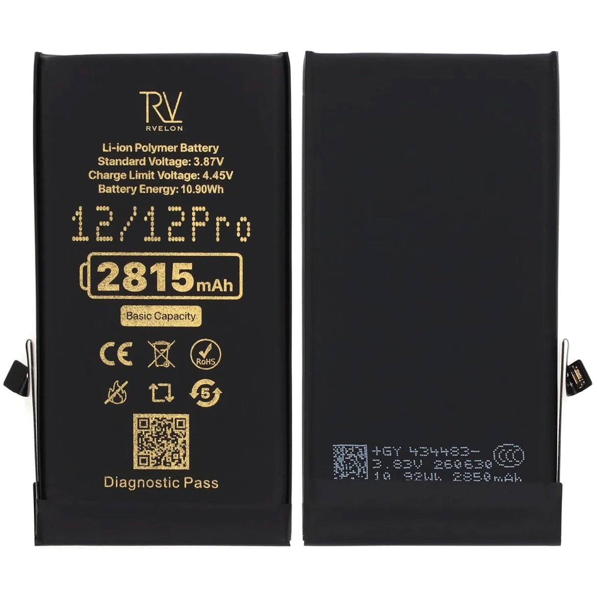 Rvelon Batteri för iPhone 12 och 12 Pro - 2815 mAh Originalkapacitet