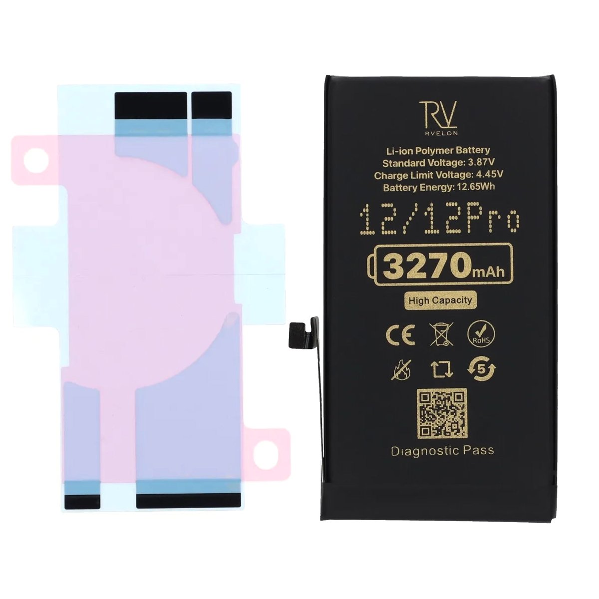 Rvelon Batteri för iPhone 12 och iPhone 12 Pro - 3270 mAh Högkapacitet