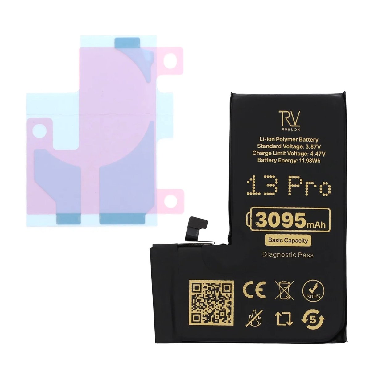 Rvelon Batteri för iPhone 13 Pro - 3095 mAh Originalkapacitet