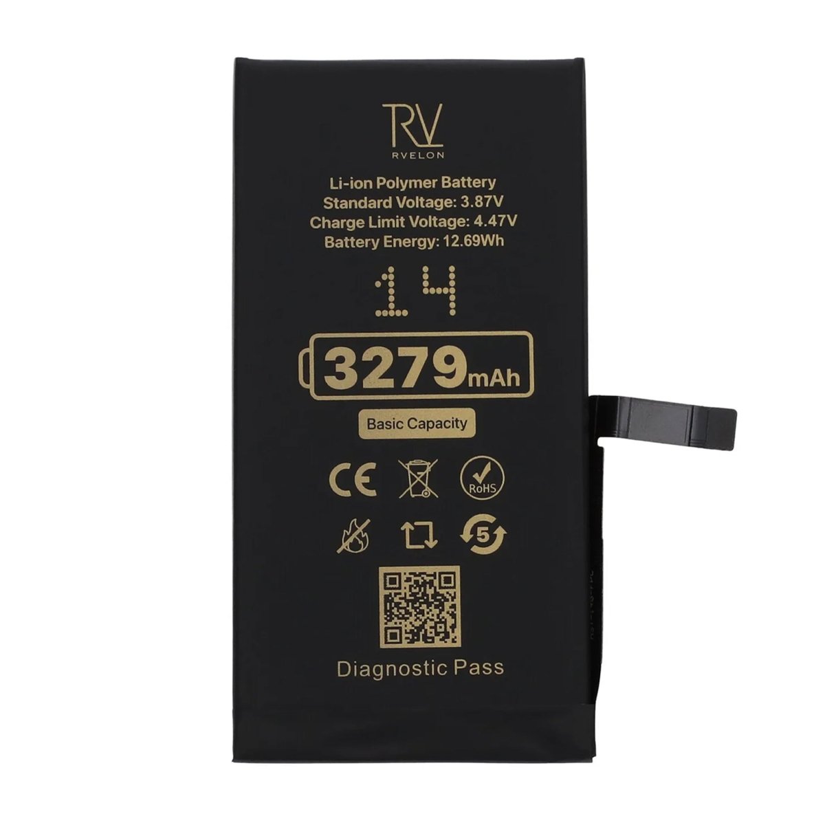 Rvelon Batteri för iPhone 14 - 3279 mAh Originalkapacitet