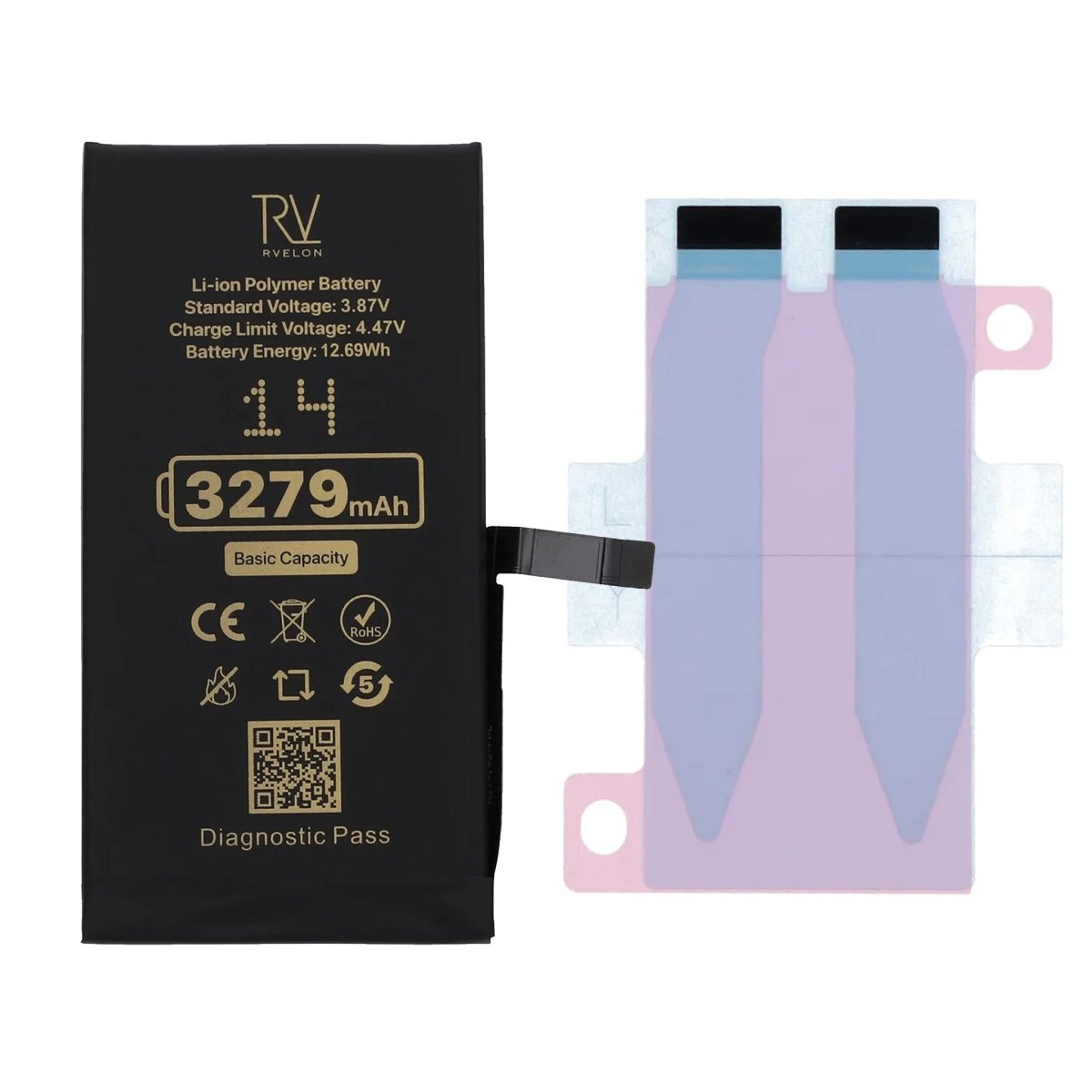 Rvelon Batteri för iPhone 14 - 3279 mAh Originalkapacitet