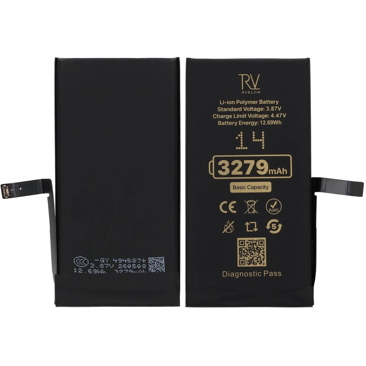 Rvelon Batteri för iPhone 14 - 3279 mAh Originalkapacitet