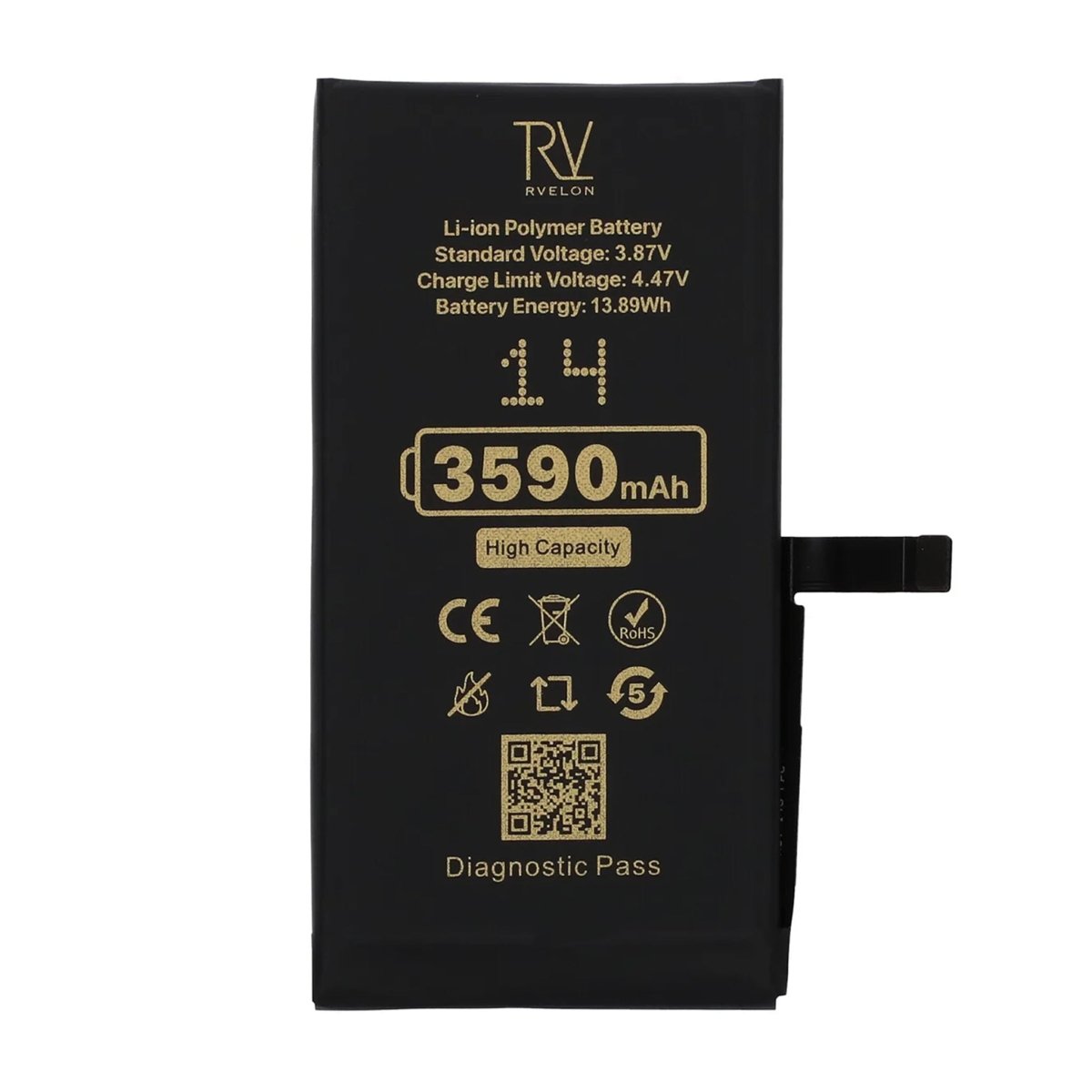 Rvelon Batteri för iPhone 14 - 3590 mAh Högkapacitet