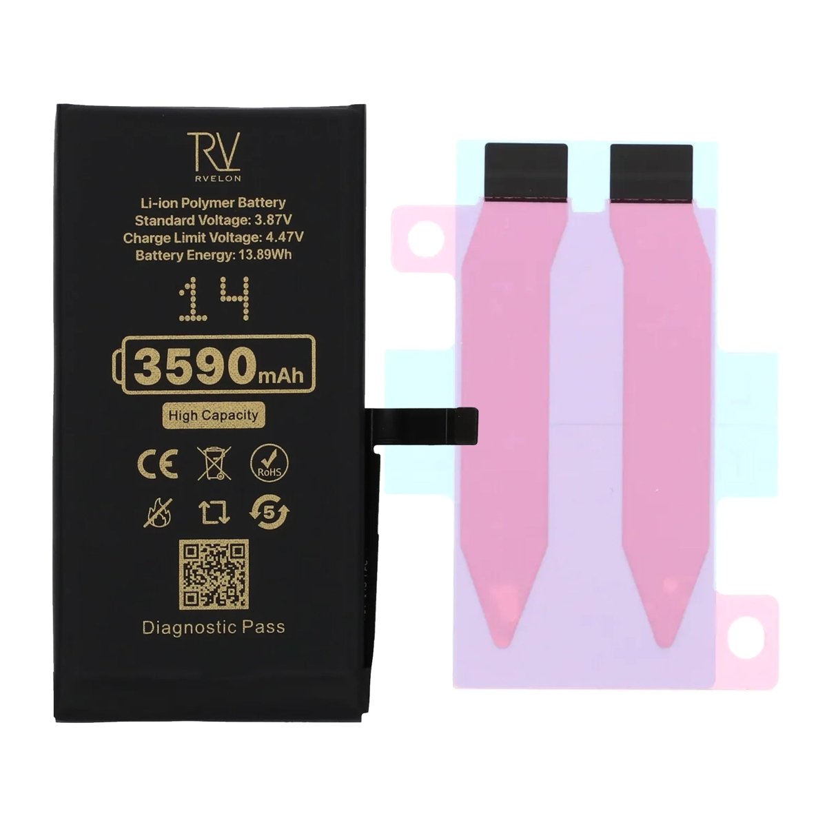 Rvelon Batteri för iPhone 14 - 3590 mAh Högkapacitet
