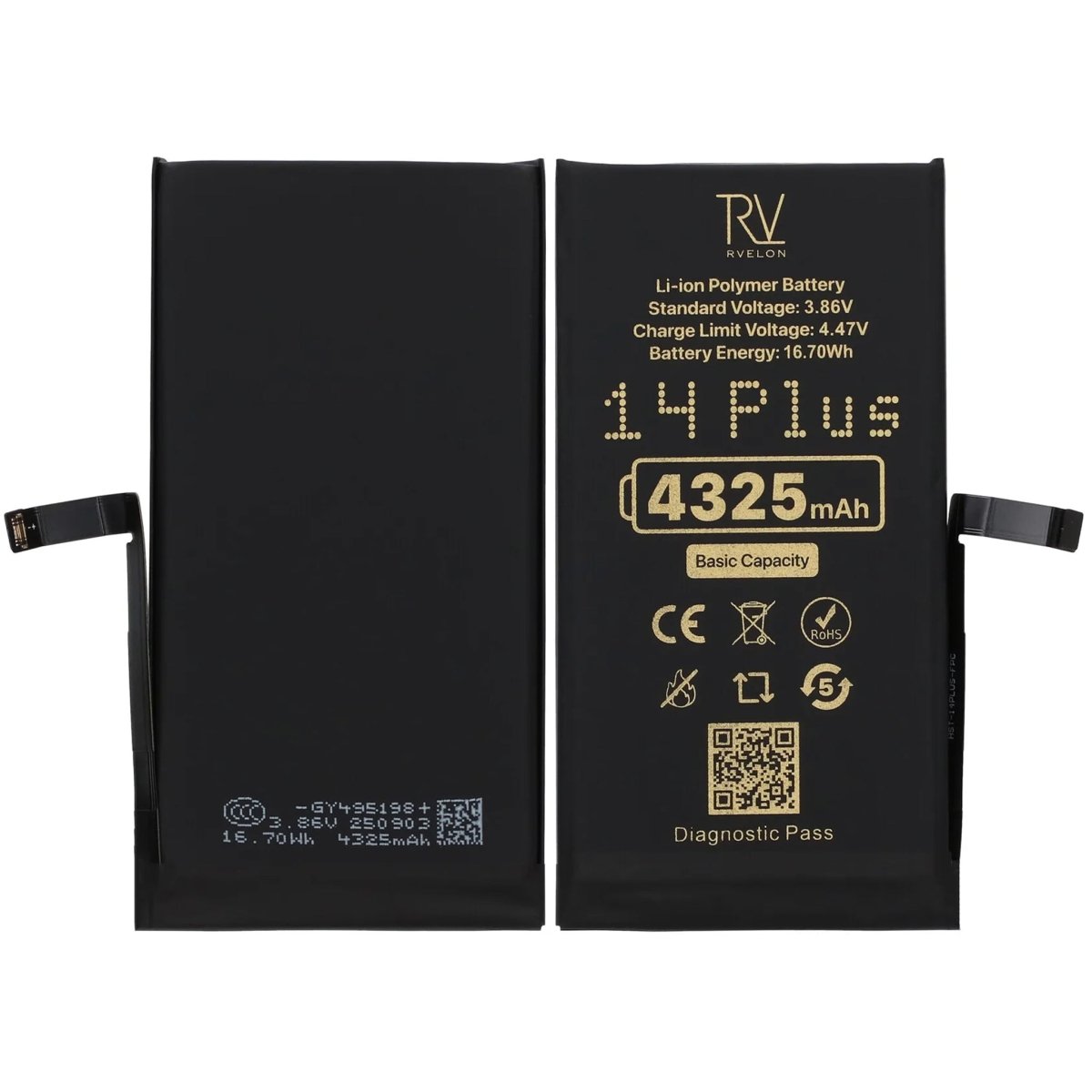 Rvelon Batteri för iPhone 14 Plus - 4325 mAh Originalkapacitet