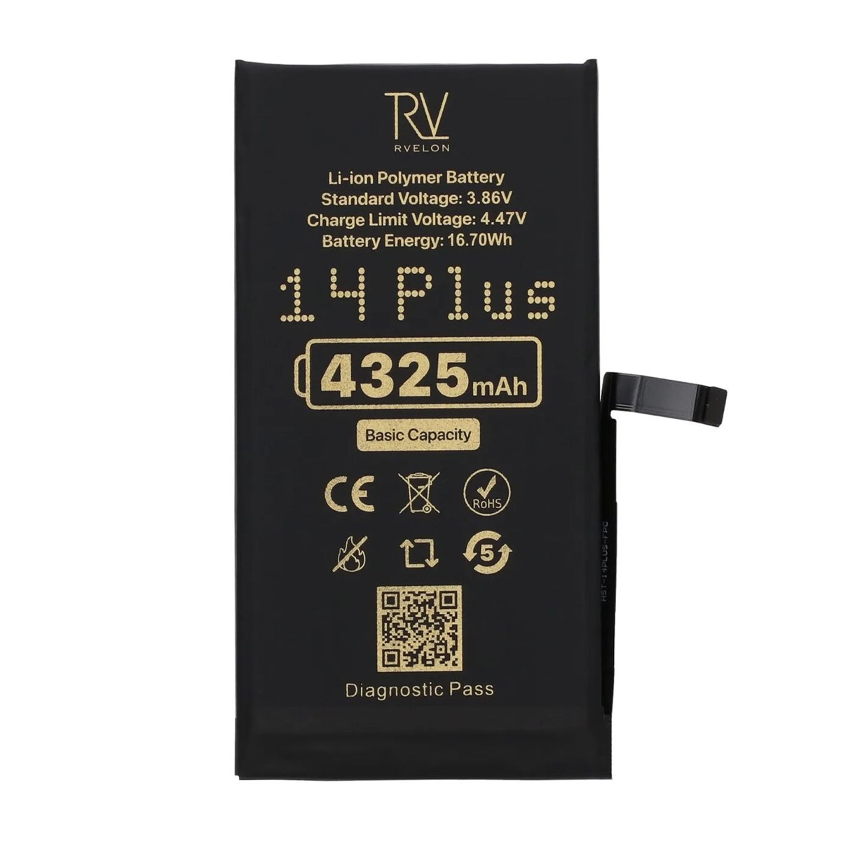 Rvelon Batteri för iPhone 14 Plus - 4325 mAh Originalkapacitet