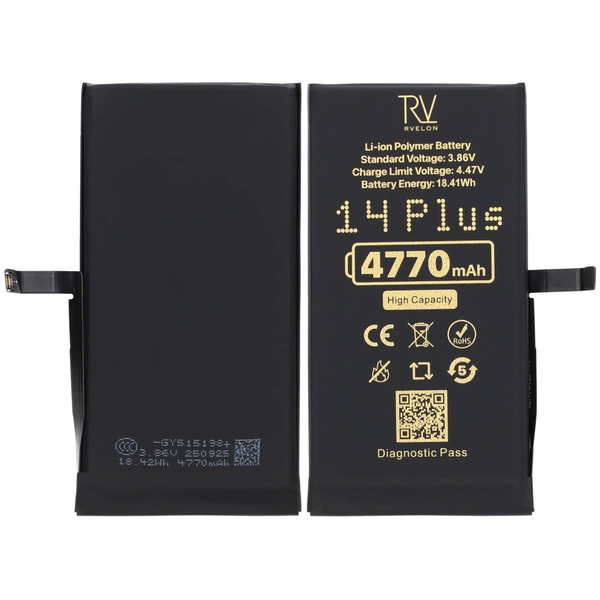 Rvelon Batteri för iPhone 14 Plus - 4770 mAh Högkapacitet