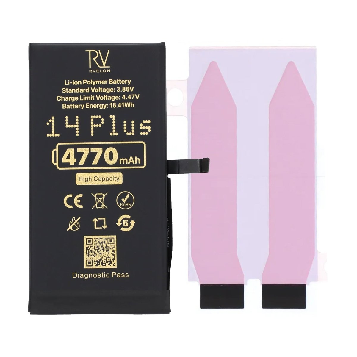 Rvelon Batteri för iPhone 14 Plus - 4770 mAh Högkapacitet