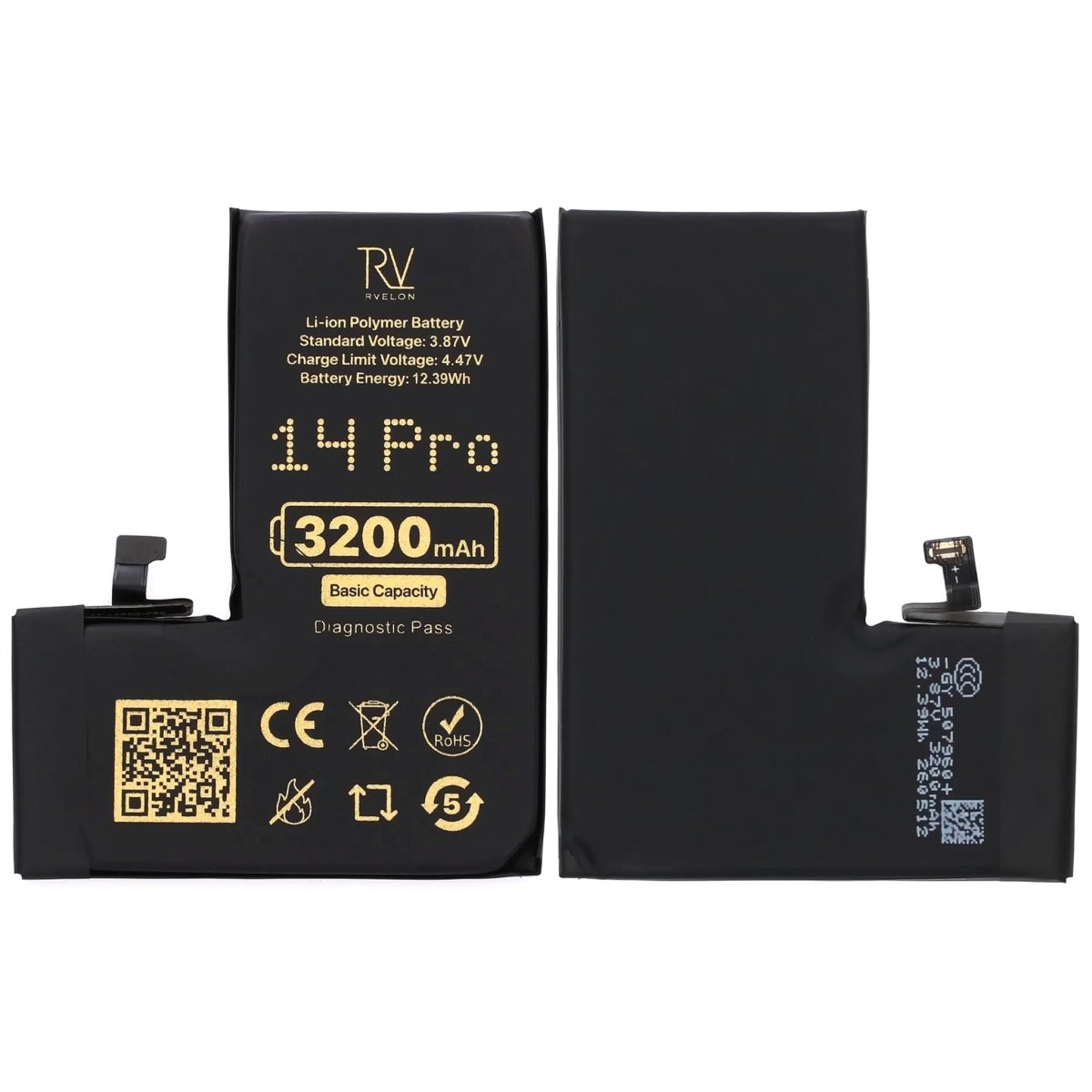Rvelon Batteri för iPhone 14 Pro - 3200 mAh Originalkapacitet
